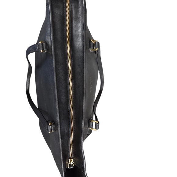 Coach Saffiano Leather City Tote Black Leather Tote Bag - Picture 5 of 10